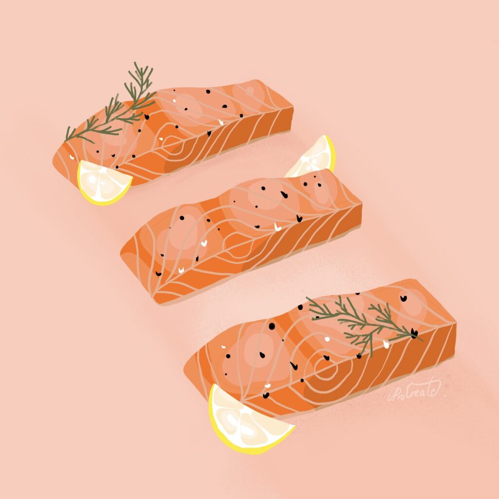 Sous vide Salmon iProCreate illustration 