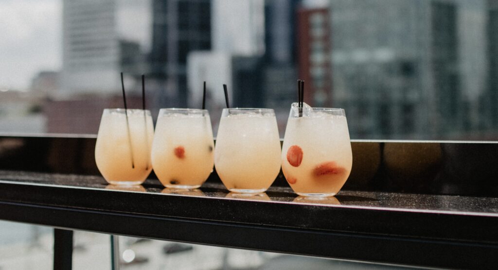 Soft drinks on a rooftop bar