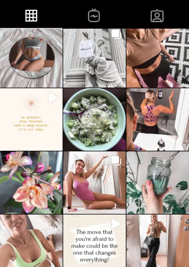 Fitness instagram feed with multiple photos