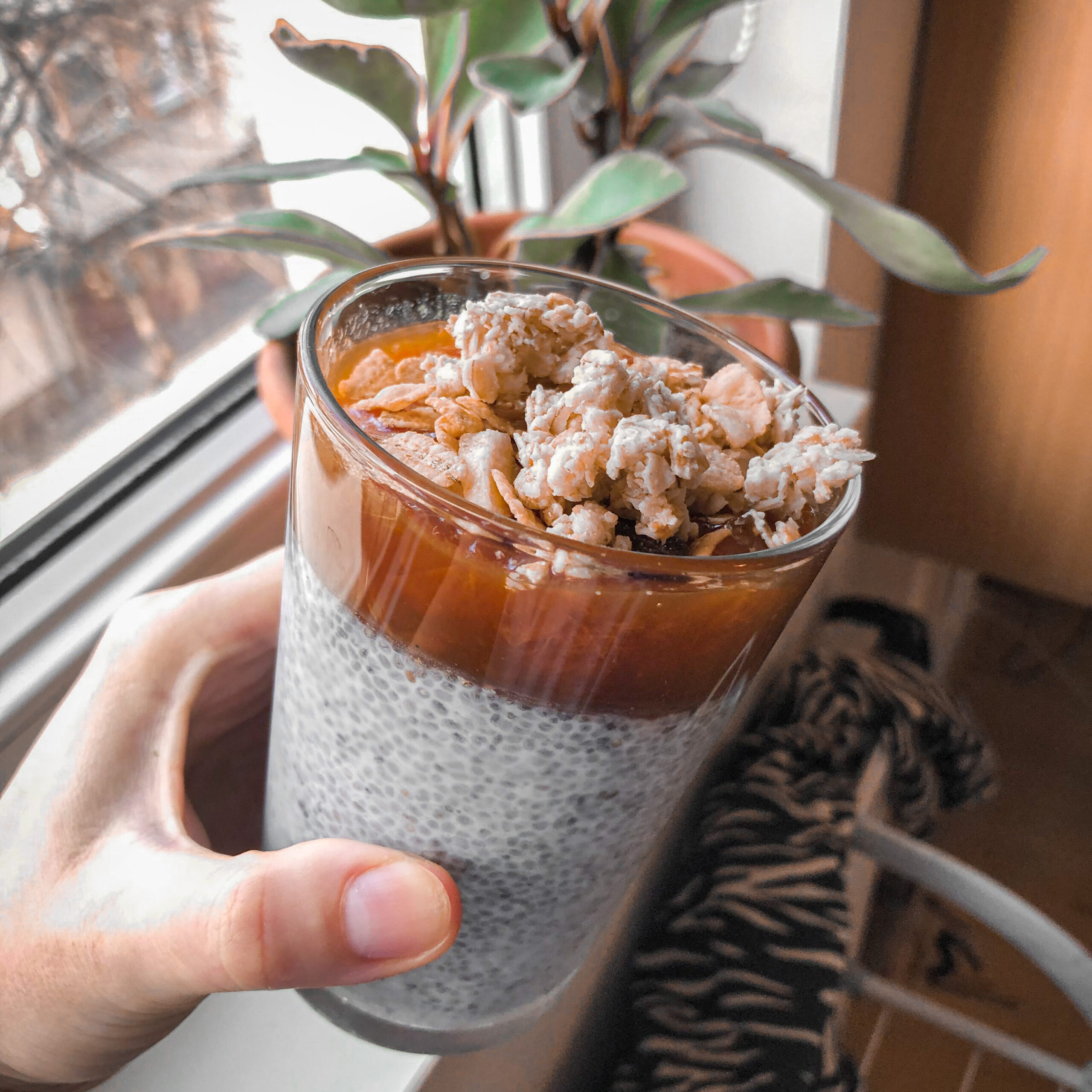Chia pudding in the window