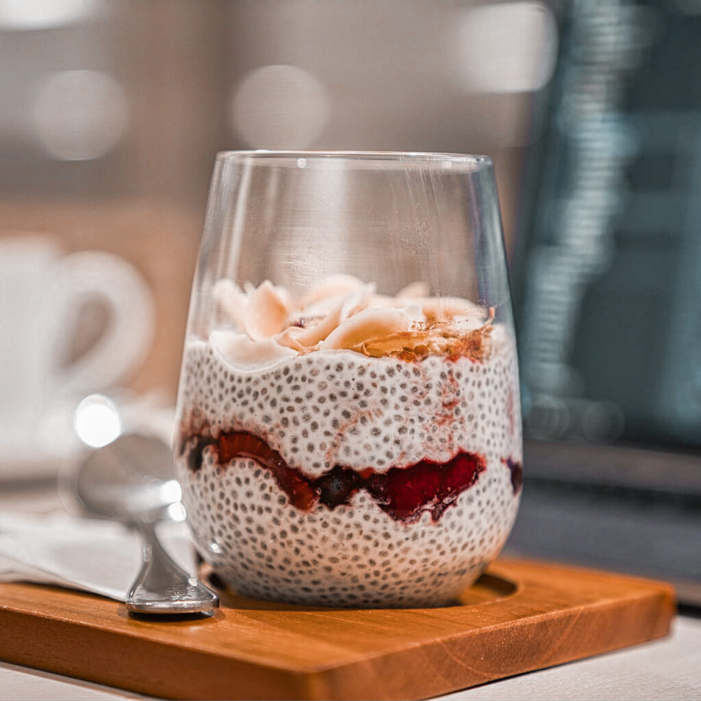 Chia pudding in glass